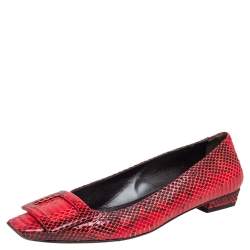 Roger Vivier Black/Red Python Ballet Flats Size 35.5