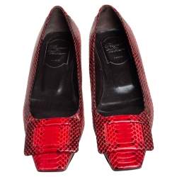 Roger Vivier Black/Red Python Ballet Flats Size 35.5