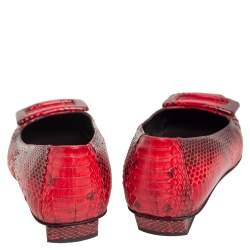Roger Vivier Black/Red Python Ballet Flats Size 35.5