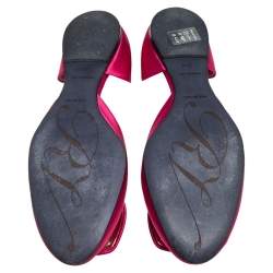 Pre Owned Roger Vivier Pink Satin Crystal Embellished Buckle Flats Size 35.5