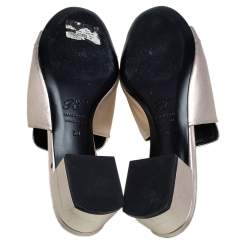 Roger Vivier Gold Leather Crystal Embellished Open Toe Block Heel Slide Sandals Size 39