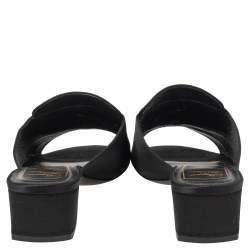 Roger Vivier Black Satin Crystal Embellished Slide Sandals Size 41