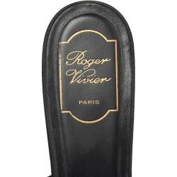Roger Vivier Black Satin Crystal Embellished Slide Sandals Size 41