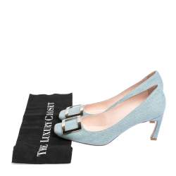 Pre Owned Roger Vivier Blue Denim Belle Pumps Size 38