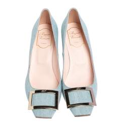 Pre Owned Roger Vivier Blue Denim Belle Pumps Size 38