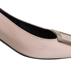 Pre Owned Roger Vivier Beige Patent Leather Belle Pumps Size 38