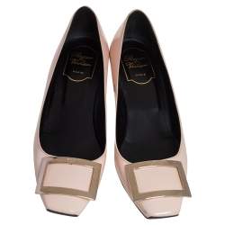 Pre Owned Roger Vivier Beige Patent Leather Belle Pumps Size 38