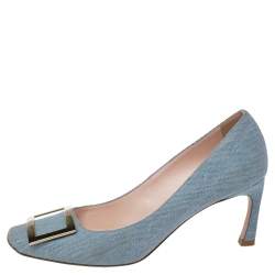 Pre Owned Roger Vivier Blue Denim Belle Pumps Size 38