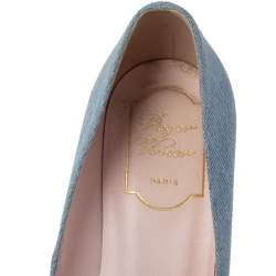 Pre Owned Roger Vivier Blue Denim Belle Pumps Size 38