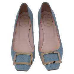Pre Owned Roger Vivier Blue Denim Belle Pumps Size 38