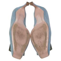 Pre Owned Roger Vivier Blue Denim Belle Pumps Size 38