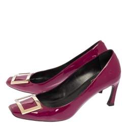 Pre Owned Roger Vivier Purple Patent Leather Trompette Embellished Pumps Size 38