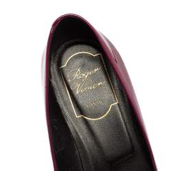 Pre Owned Roger Vivier Purple Patent Leather Trompette Embellished Pumps Size 38