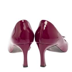 Pre Owned Roger Vivier Purple Patent Leather Trompette Embellished Pumps Size 38