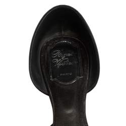 Roger Vivier Black Satin Chips Strass D' Orsay Ballet Flats Size 40.5