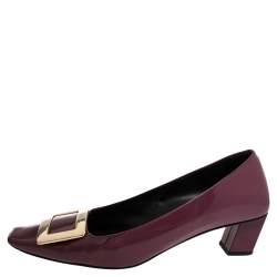 Pre Owned Roger Purple Patent Leather Trompette Ballet Flats Size 39