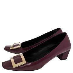 Pre Owned Roger Purple Patent Leather Trompette Ballet Flats Size 39