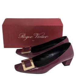 Pre Owned Roger Purple Patent Leather Trompette Ballet Flats Size 39