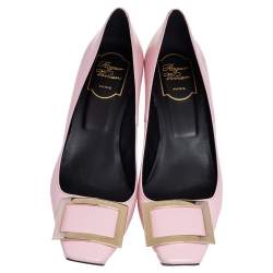 Pre Owned Roger Vivier Pink Leather Trompette Buckle Pumps Size 39