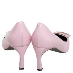 Pre Owned Roger Vivier Pink Leather Trompette Buckle Pumps Size 39