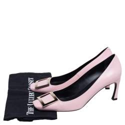 Pre Owned Roger Vivier Pink Leather Trompette Buckle Pumps Size 39