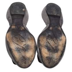 Pre Owned Roger Vivier Grey Suede Chips Prism D'Orsay Flats Size 40