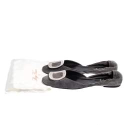 Pre Owned Roger Vivier Grey Suede Chips Prism D'Orsay Flats Size 40