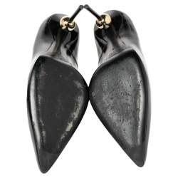 Pre Owned Roger Vivier Black Leather Gold Embellished Heel Pumps Size 38