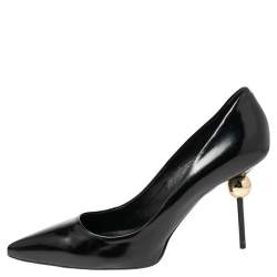 Pre Owned Roger Vivier Black Leather Gold Embellished Heel Pumps Size 38