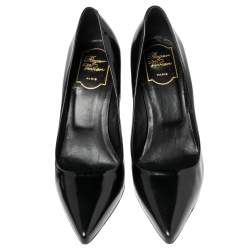 Pre Owned Roger Vivier Black Leather Gold Embellished Heel Pumps Size 38