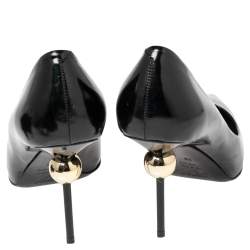 Pre Owned Roger Vivier Black Leather Gold Embellished Heel Pumps Size 38