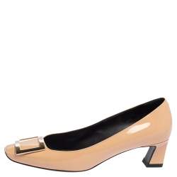Pre Owned Roger Vivier  Beige Patent Leather Belle  Pumps Size 38.5