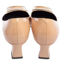 Pre Owned Roger Vivier  Beige Patent Leather Belle  Pumps Size 38.5