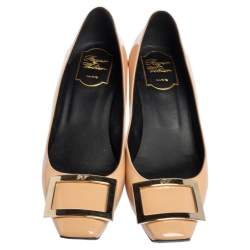 Pre Owned Roger Vivier  Beige Patent Leather Belle  Pumps Size 38.5