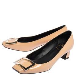 Pre Owned Roger Vivier  Beige Patent Leather Belle  Pumps Size 38.5