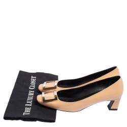 Pre Owned Roger Vivier  Beige Patent Leather Belle  Pumps Size 38.5