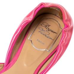Pre Owned Roger Vivier  Pink Patent Leather  Buckle Detail Square  Ballet Flats 39