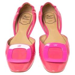 Pre Owned Roger Vivier  Pink Patent Leather  Buckle Detail Square  Ballet Flats 39