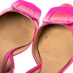 Pre Owned Roger Vivier  Pink Patent Leather  Buckle Detail Square  Ballet Flats 39