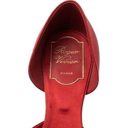 Roger Vivier Red Satin Strass Chips Ballerina D'orsay Flats Size 39