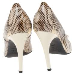 Pre Owned Roger Vivier Grey/Beige Snakeskin Embossed Leather Pumps Size 38