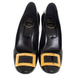 Pre Owned Roger Vivier Black Leather Belle Pumps Size 40