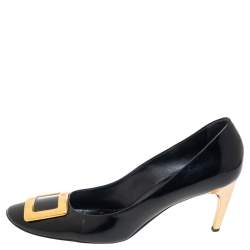 Pre Owned Roger Vivier Black Leather Belle Pumps Size 40