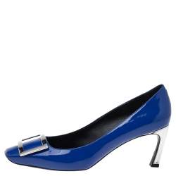 Pre Owned Roger Vivier Limited Edition Blue Patent Leather Trompette Pumps Size 39.5
