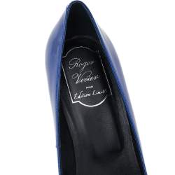 Pre Owned Roger Vivier Limited Edition Blue Patent Leather Trompette Pumps Size 39.5