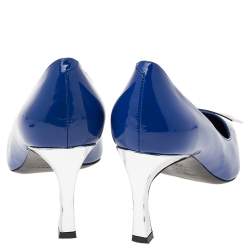 Pre Owned Roger Vivier Limited Edition Blue Patent Leather Trompette Pumps Size 39.5