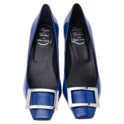 Pre Owned Roger Vivier Limited Edition Blue Patent Leather Trompette Pumps Size 39.5