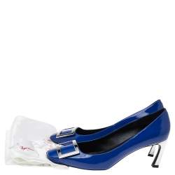 Pre Owned Roger Vivier Limited Edition Blue Patent Leather Trompette Pumps Size 39.5