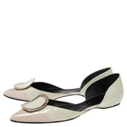 Roger Vivier Two Tone Patent Leather Embellished D'orsay Ballet Flats Size 40