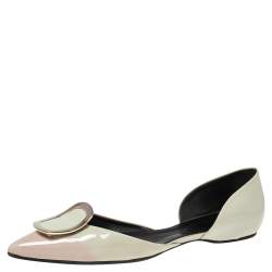 Roger Vivier Two Tone Patent Leather Embellished D'orsay Ballet Flats Size 40